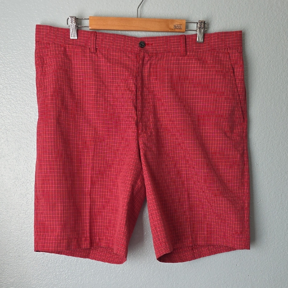 Fairway Outfitters Creased Shorts Mens 38 Red Plaid 9 1/2 Inch Inseam Preppy